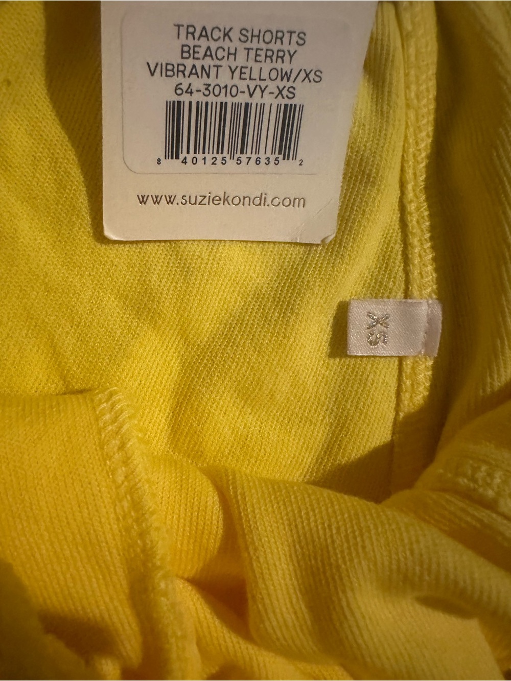 NWT Suzi Kondi Vibrant Yellow Terry Track Shorts XS - Picture 3 of 3